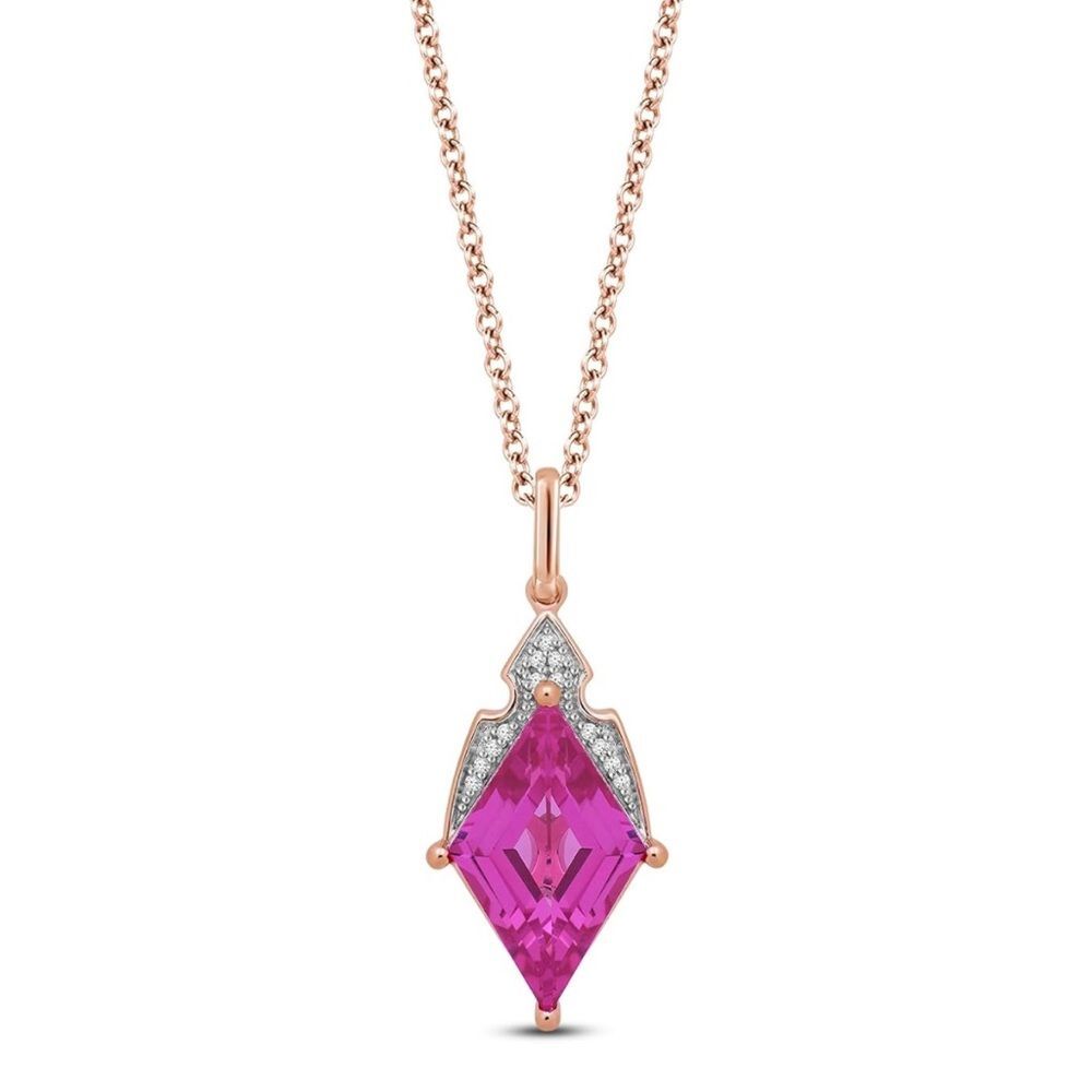 14k Enchanted Disney Pink Sapphire Diamond Sleeping Beauty Necklace